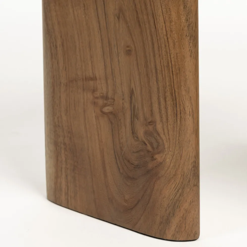 TANDA Table d'appoint organique en marbre et bois 37x56cm