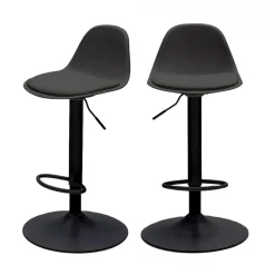 TEBAR Lot de 2 chaises de bar réglables en simili et métal H61-83cm