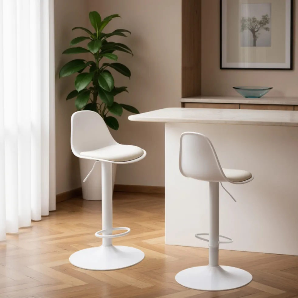 TEBAR Lot de 2 chaises de bar réglables en simili et métal H61-83cm