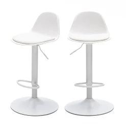 TEBAR Lot de 2 chaises de bar réglables en simili et métal H61-83cm