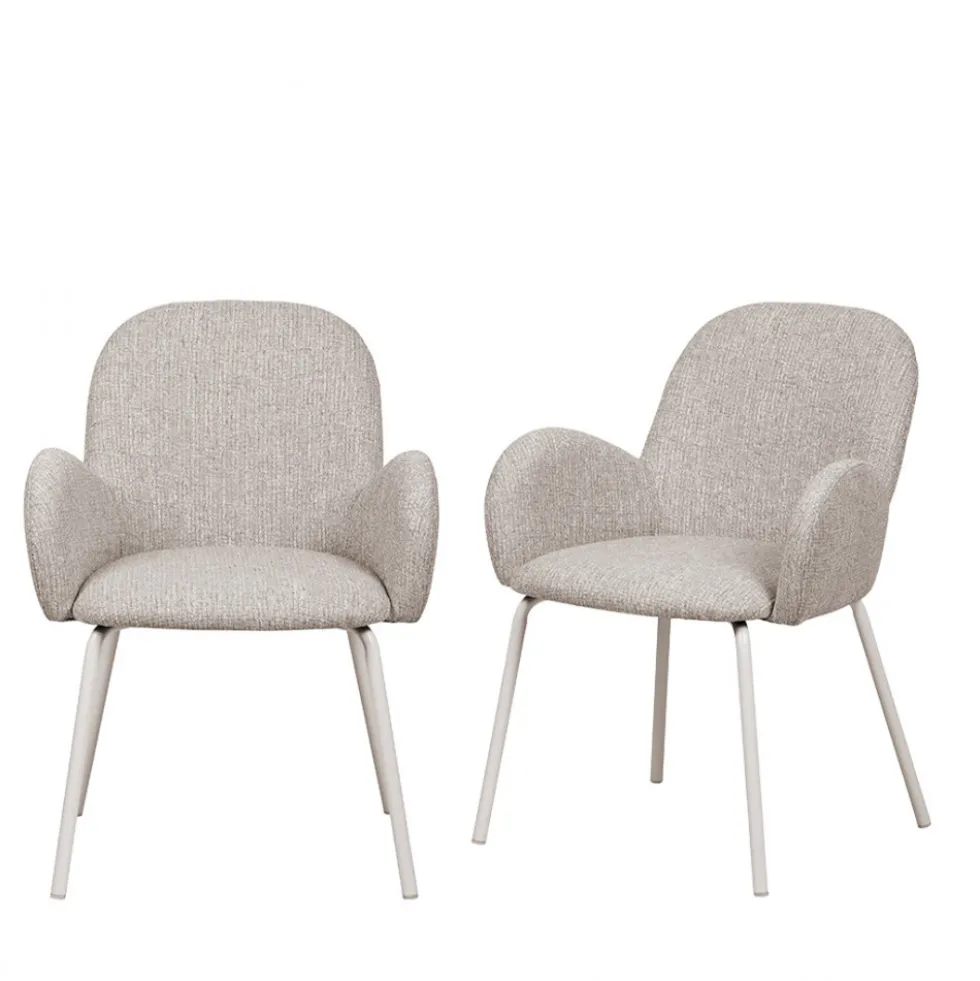 THÉODORE Lot de 2 fauteuils de table en tissu et métal