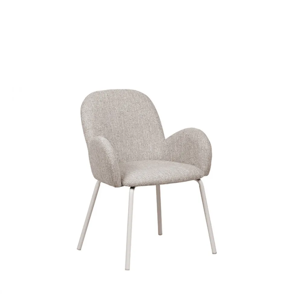 THÉODORE Lot de 2 fauteuils de table en tissu et métal