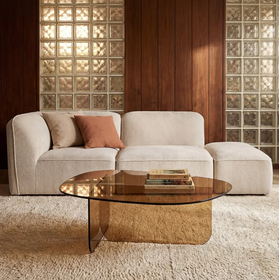 TILA Table basse organique en verre L100cm