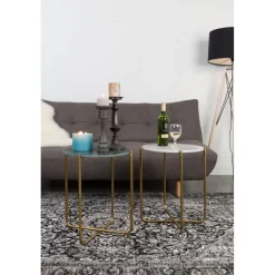 TIMPA Table d'appoint marbre et laiton