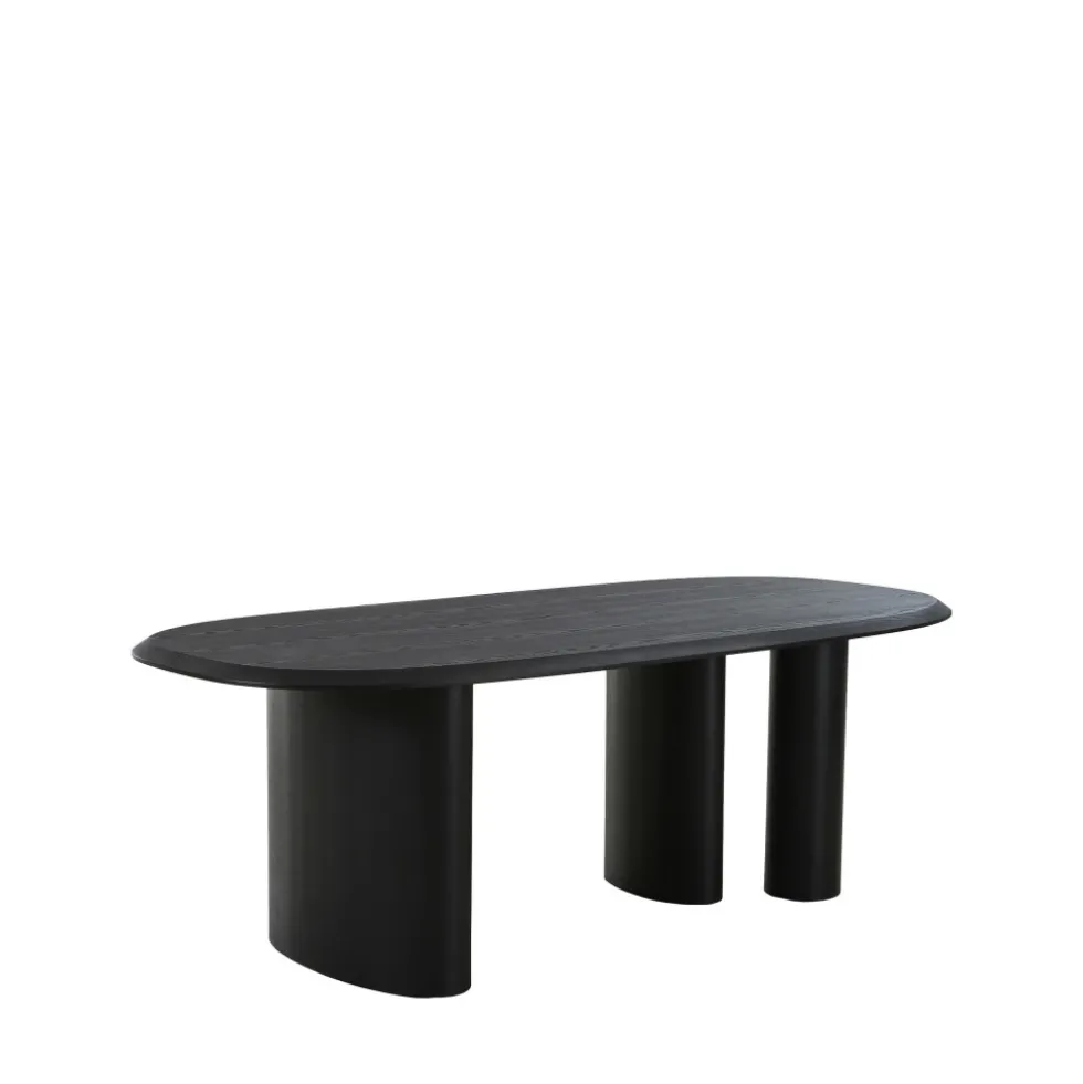 TIRANO Table à manger 8 personnes ovale en bois