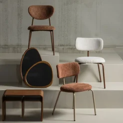 TRAVIS Lot de 2 chaises en tissu et pieds beiges