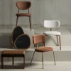 TRAVIS Lot de 2 chaises en tissu et pieds marron