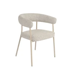 TRIVIO Lot de 2 fauteuils de table en tissu pieds beiges