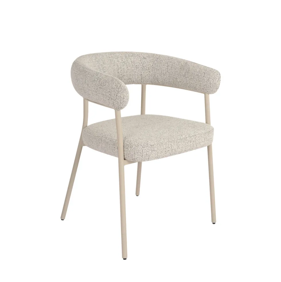 TRIVIO Lot de 2 fauteuils de table en tissu pieds beiges