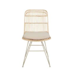 UYUNI Lot de 2 chaises design en rotin pieds beiges