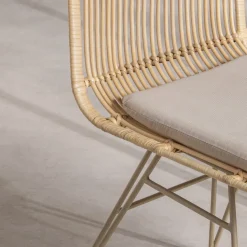 UYUNI Lot de 2 chaises design en rotin pieds beiges