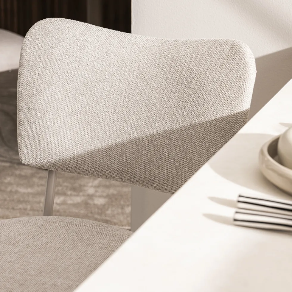 VANDER Lot de 2 chaises de bar en tissu et métal pieds beiges H65cm