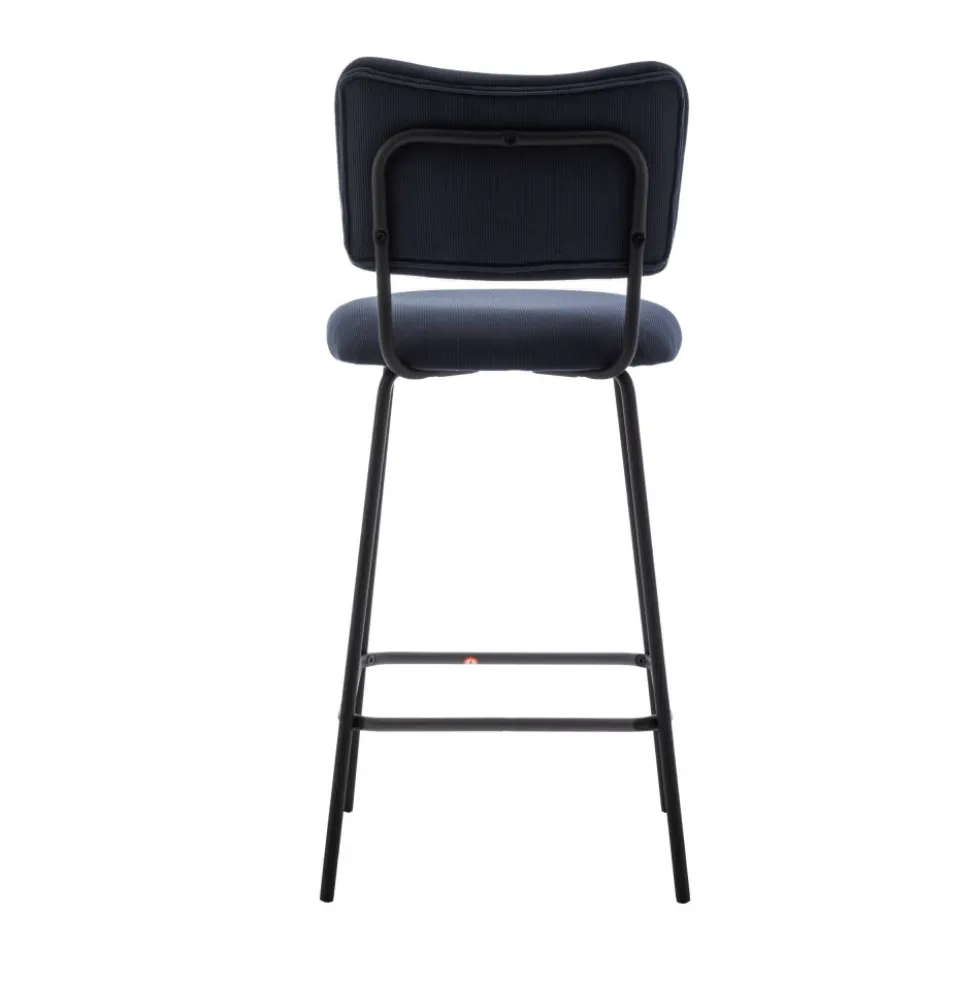 VANDER Lot de 2 chaises de bar en velours côtelé et métal H65cm