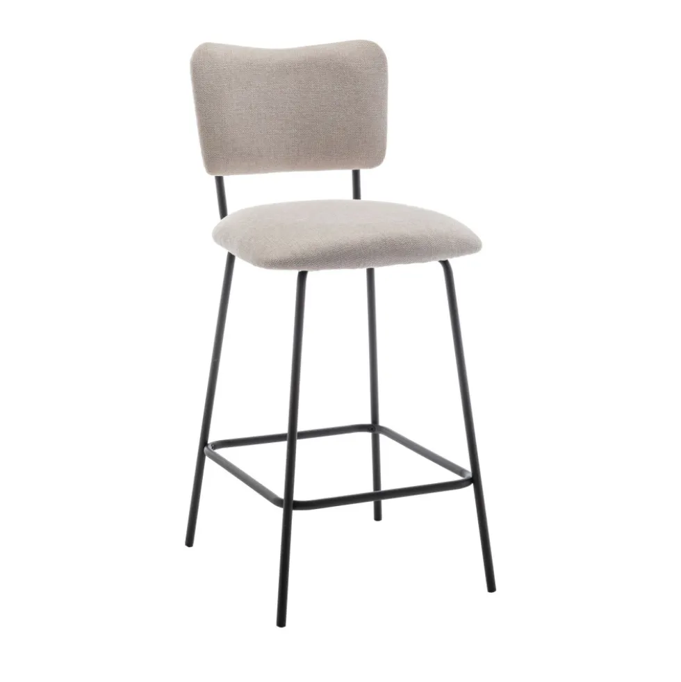 VANDER Lot de 2 chaises de bar en tissu et métal H65cm