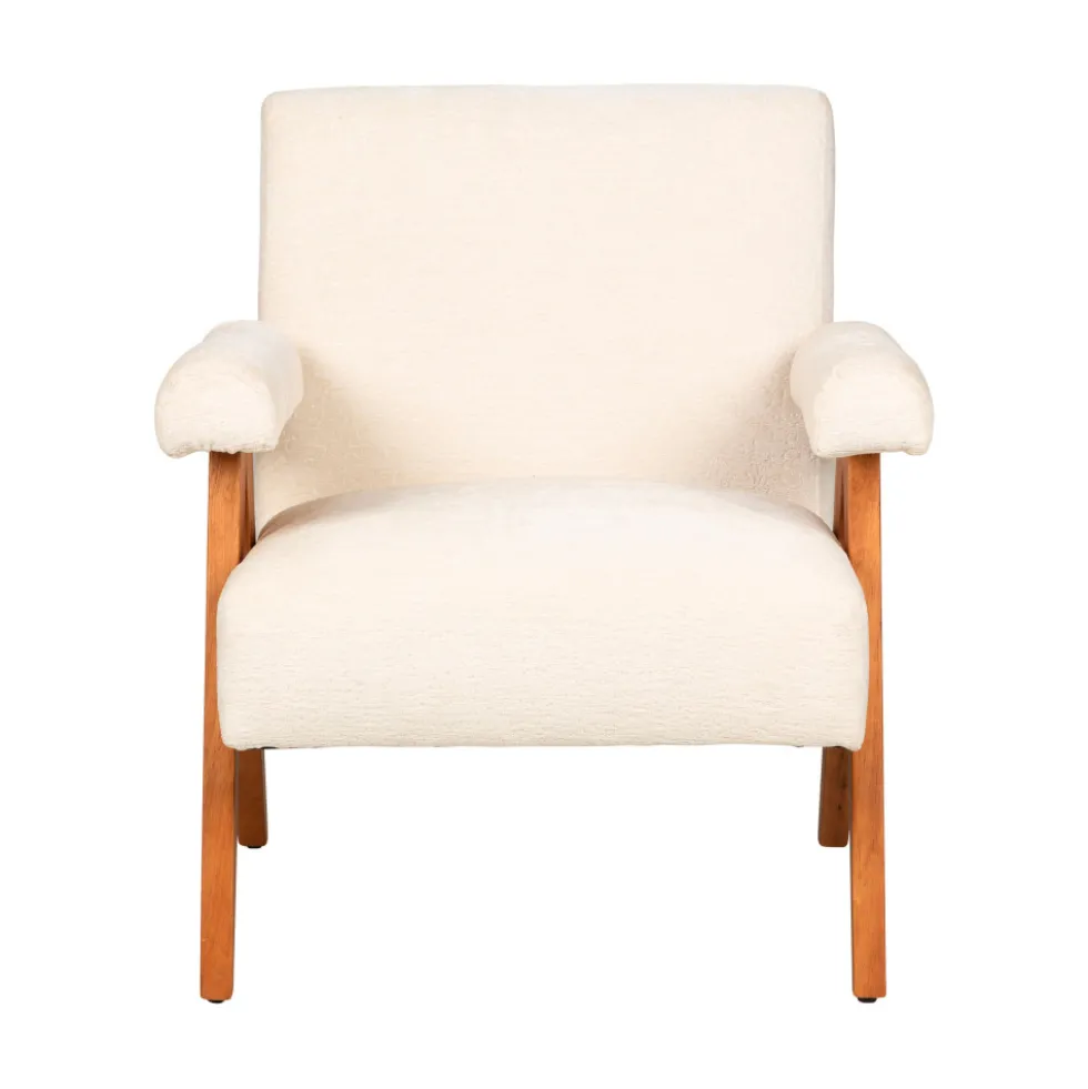 VEDA Fauteuil en tissu chenille et bois