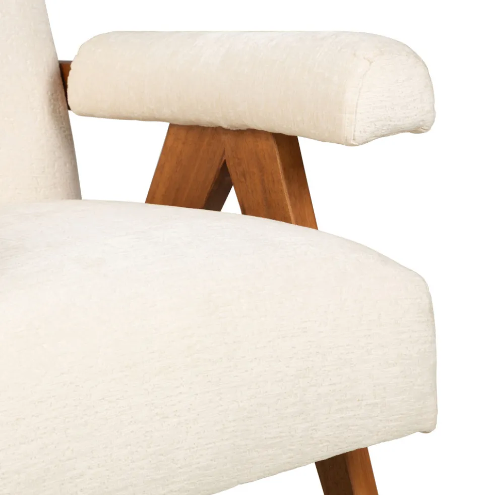 VEDA Fauteuil en tissu chenille et bois