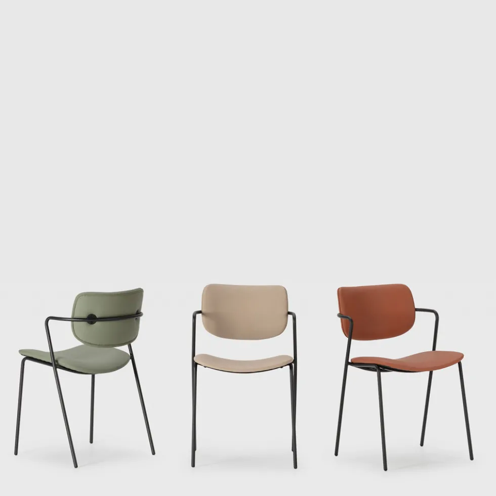 VELURA Lot de 2 chaises en simili cuir et métal