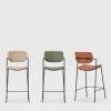 VELURA Lot de 2 tabourets de bar en simili cuir et métal H67cm