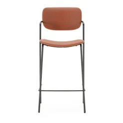 VELURA Lot de 2 tabourets de bar en simili cuir et métal H67cm