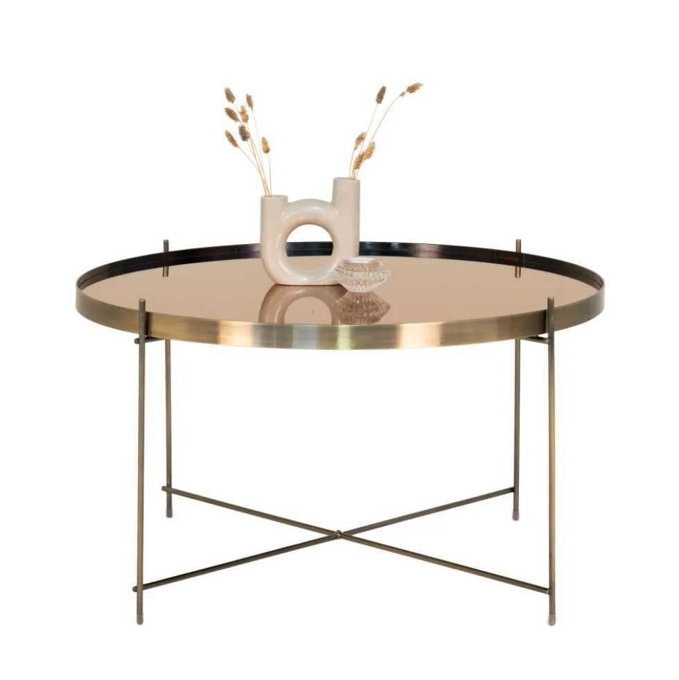VENEZIA Table basse en verre et métal ø70xh40cm