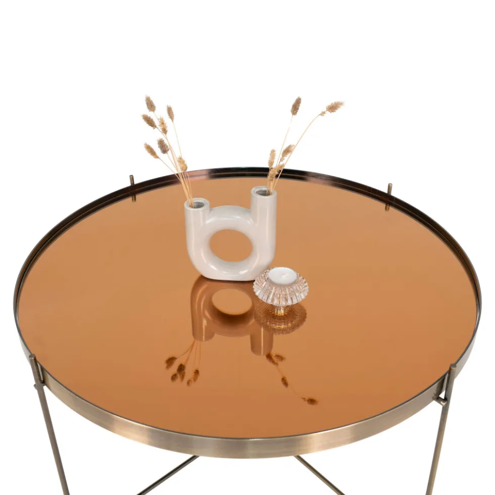 VENEZIA Table basse en verre et métal ø70xh40cm