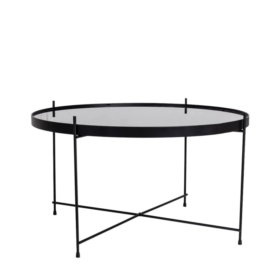 VENEZIA Table basse en verre et métal ø70xh40cm