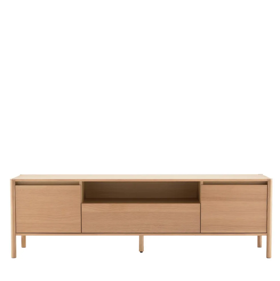 VERADE Meuble TV 2 portes 1 tiroir en bois L180cm