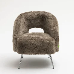 VERNO Fauteuil imitation fourrure pieds chrome
