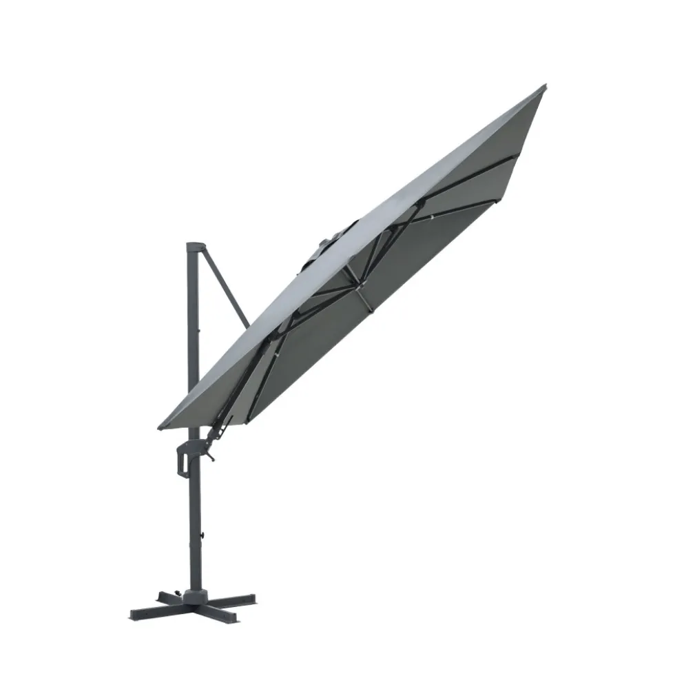 VEYA Parasol carré déporté en aluminium 3x3m