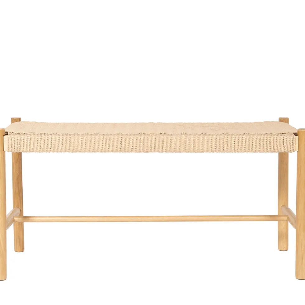 VICTOR Banc en corde tressée et bois L90cm