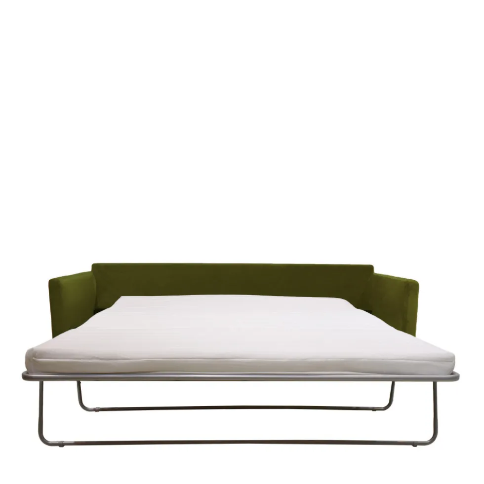 VILLABON Canapé convertible 4 places en velours pieds bois foncé