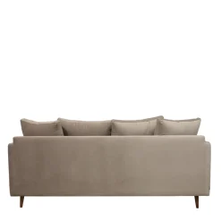 VILLABON Canapé convertible 4 places en velours pieds bois foncé