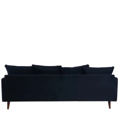 VILLABON Canapé convertible 4 places en velours pieds bois foncé