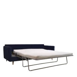VILLABON Canapé convertible 3 places en velours pieds bois foncé