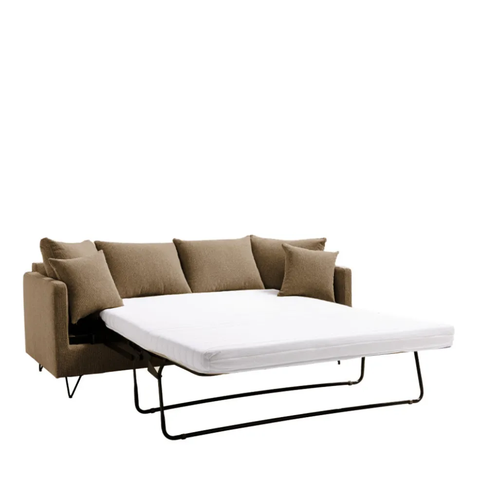 VILLABON Canapé convertible 3 places en tissu pieds épingles noirs