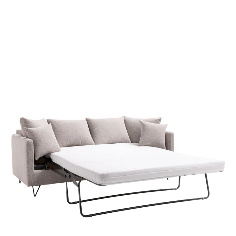 VILLABON Canapé convertible 3 places en tissu pieds épingles noirs