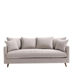 VILLABON Canapé convertible 3 places en tissu pieds bois foncé