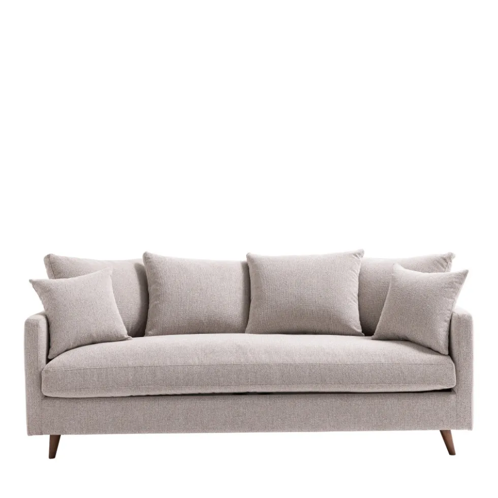 VILLABON Canapé convertible 3 places en tissu pieds bois foncé