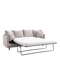 VILLABON Canapé convertible 3 places en tissu pieds bois foncé