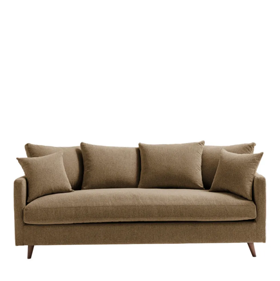 VILLABON Canapé convertible 3 places en tissu pieds bois foncé