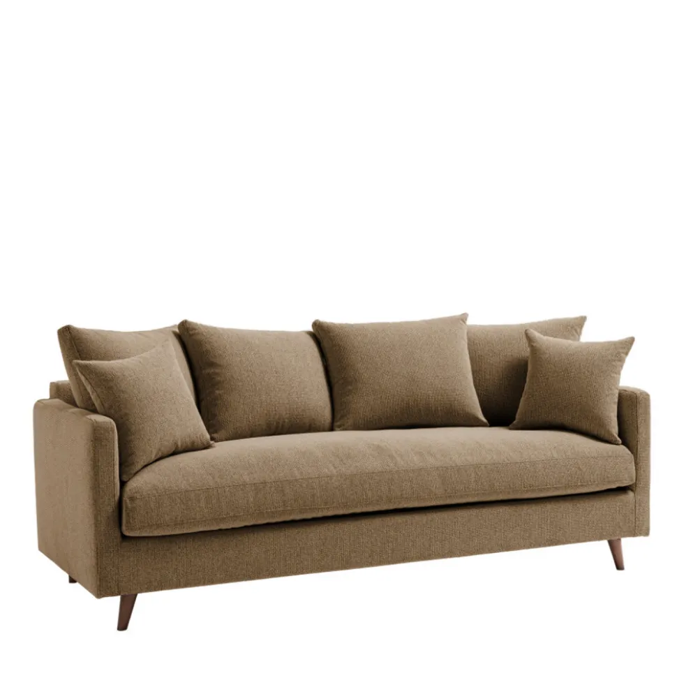 VILLABON Canapé convertible 3 places en tissu pieds bois foncé