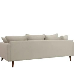 VILLABON Canapé convertible 4 places en tissu pieds bois foncé