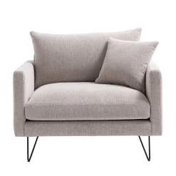 VILLABON Fauteuil XL en tissu pieds épingles noirs