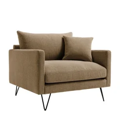 VILLABON Fauteuil XL en tissu pieds épingles noirs