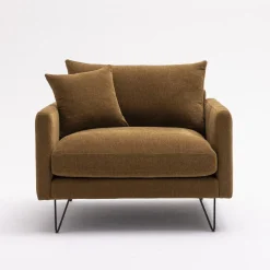 VILLABON Fauteuil XL en tissu pieds épingles noirs