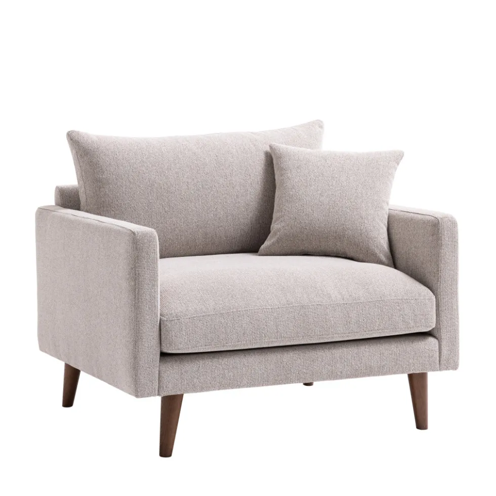 VILLABON Fauteuil XL en tissu pieds bois foncé