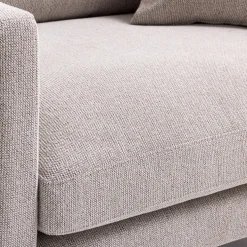 VILLABON Fauteuil XL en tissu pieds bois foncé