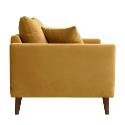 VILLABON Fauteuil XL en velours pieds bois foncé