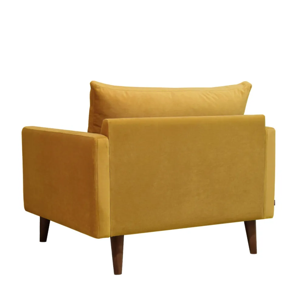 VILLABON Fauteuil XL en velours pieds bois foncé