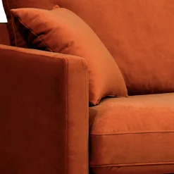 VILLABON Fauteuil XL en velours pieds bois foncé